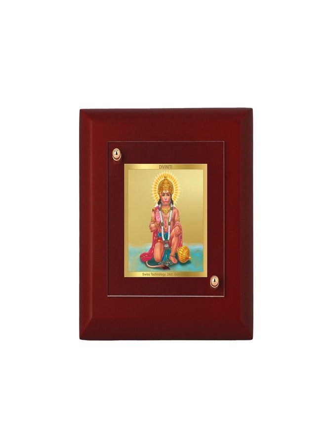 DIVINITI 24K Gold Plated Foil Lord Hanuman Ji Photo Frame For Home Decor, Table Top|MDF 1A with |Religious Photo Frame Idol For Pooja, Prayer, Gift (10 CM X 10 CM) - Image 1